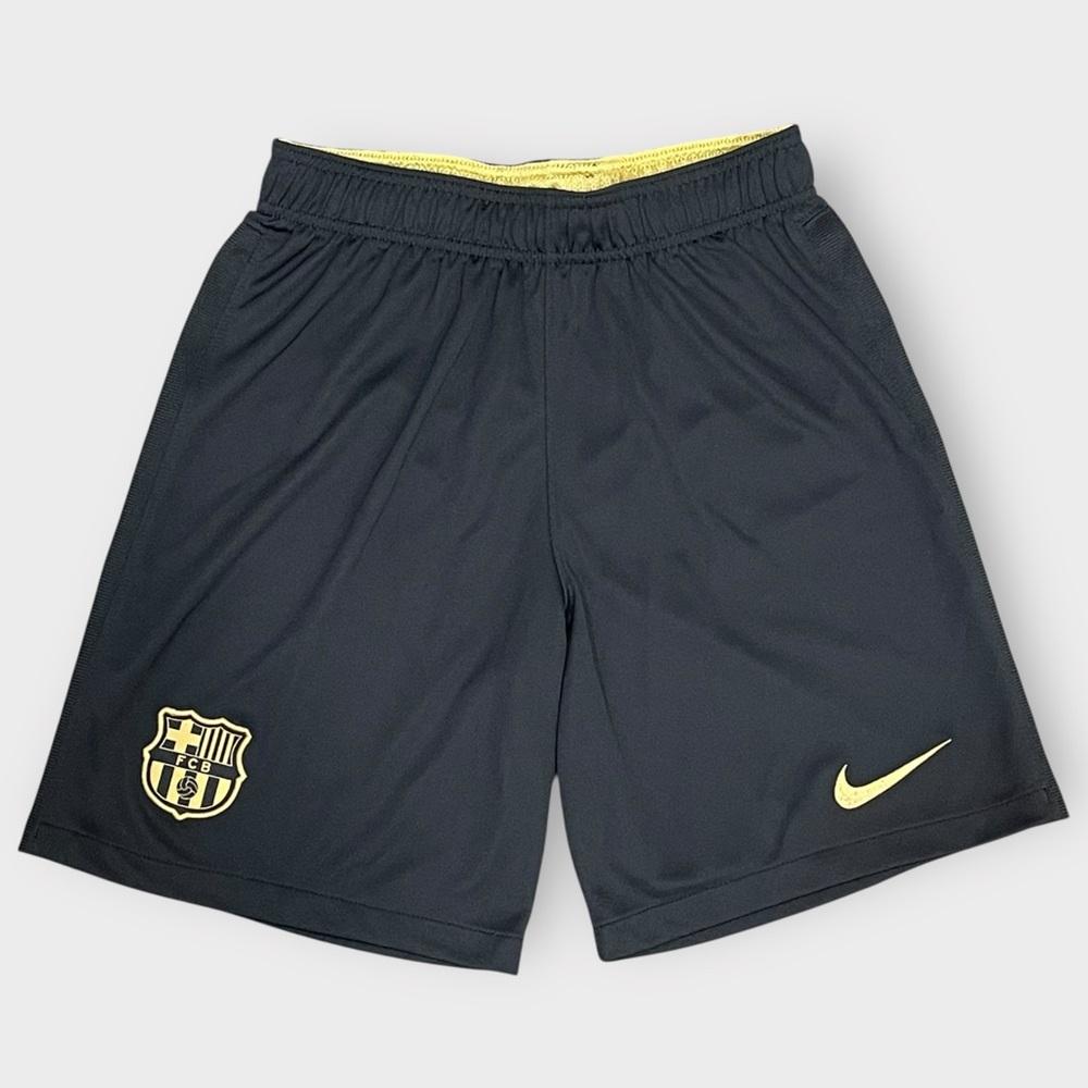 NIKE FC Barcelona 2020 2021 Away
Football Soccer Shorts Black Gold Sz Small